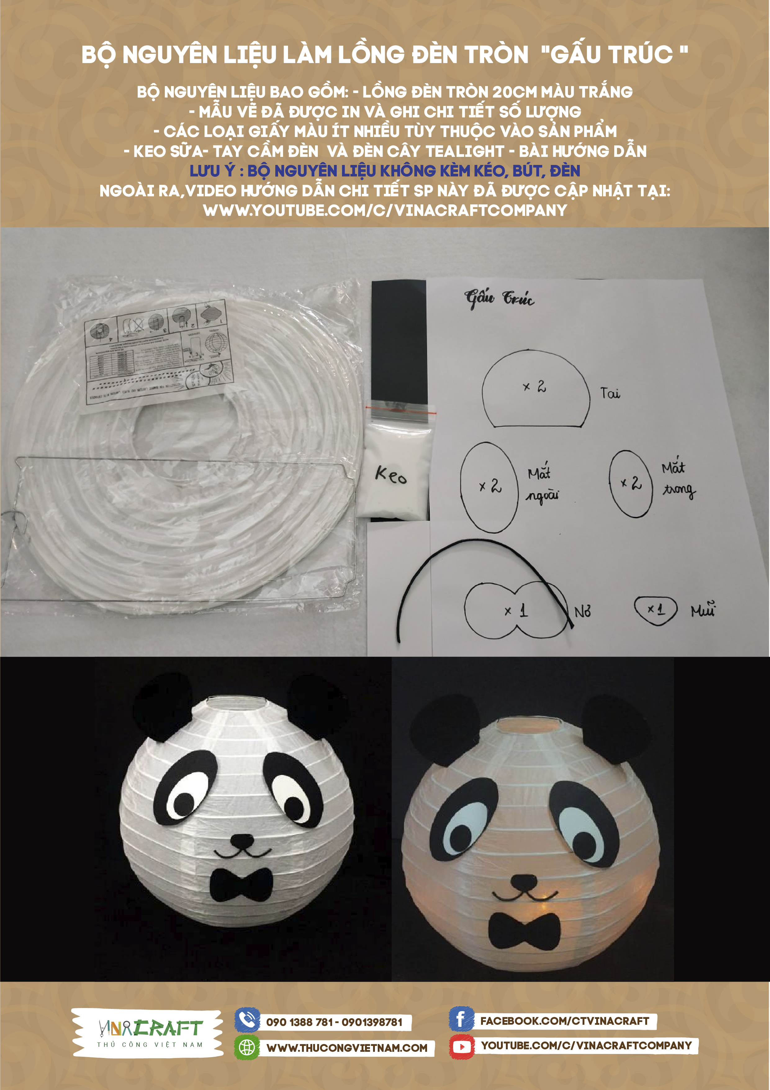 Bộ nguyên liệu lồng đèn tròn 